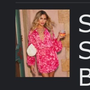 Vici Pink Floral Two Piece Set – Button Top & Wrap Skirt – Size Medium